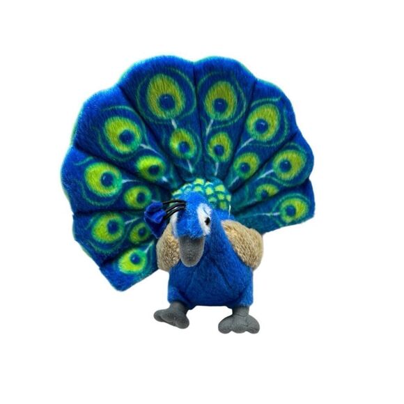 Wild Republic Peacock Plush Stuffed Animal Blue Green Gray Colorful Bird - Picture 1 of 3